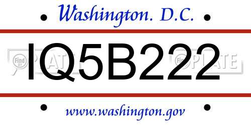 IQ5B222 District Of Columbia License Plate