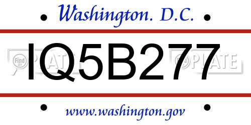 IQ5B277 District Of Columbia License Plate