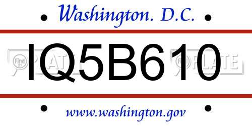 IQ5B610 District Of Columbia License Plate