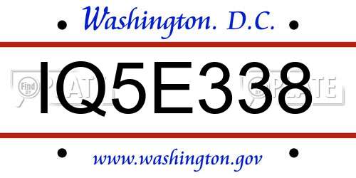IQ5E338 District Of Columbia License Plate