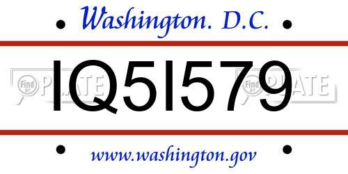 IQ5I579 District Of Columbia License Plate