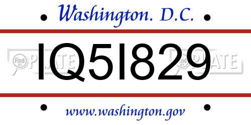 IQ5I829 District Of Columbia License Plate