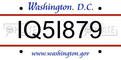 IQ5I879 District Of Columbia License Plate