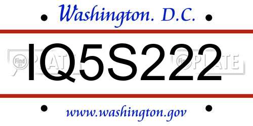 IQ5S222 District Of Columbia License Plate