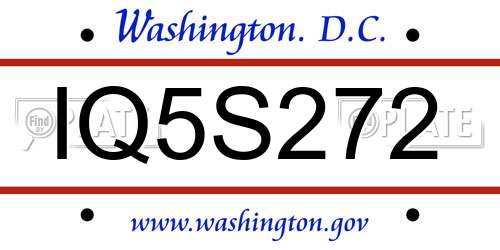 IQ5S272 District Of Columbia License Plate