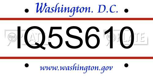 IQ5S610 District Of Columbia License Plate