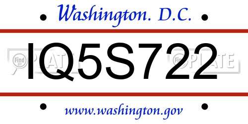 IQ5S722 District Of Columbia License Plate