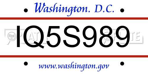 IQ5S989 District Of Columbia License Plate