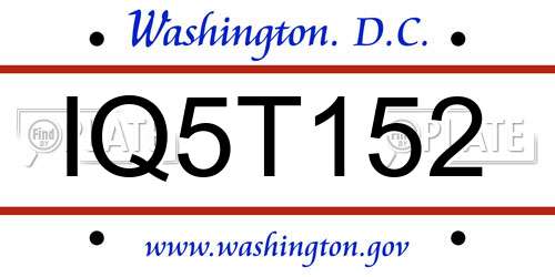 IQ5T152 District Of Columbia License Plate