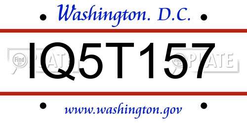 IQ5T157 District Of Columbia License Plate