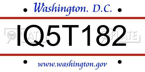 IQ5T182 District Of Columbia License Plate