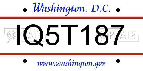 IQ5T187 District Of Columbia License Plate