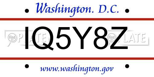 IQ5Y8Z District Of Columbia License Plate
