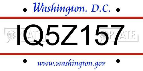 IQ5Z157 District Of Columbia License Plate