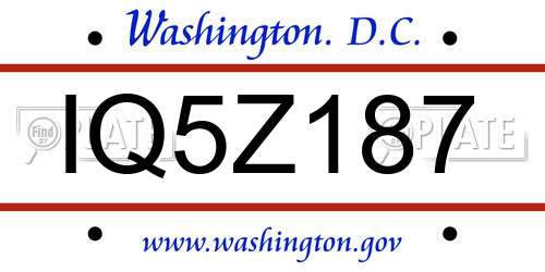 IQ5Z187 District Of Columbia License Plate