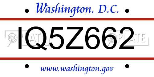 IQ5Z662 District Of Columbia License Plate