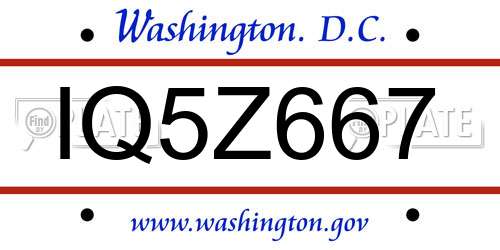 IQ5Z667 District Of Columbia License Plate
