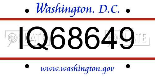 IQ68649 District Of Columbia License Plate