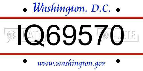 IQ69570 District Of Columbia License Plate