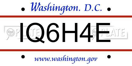 IQ6H4E District Of Columbia License Plate