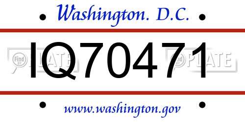 IQ70471 District Of Columbia License Plate