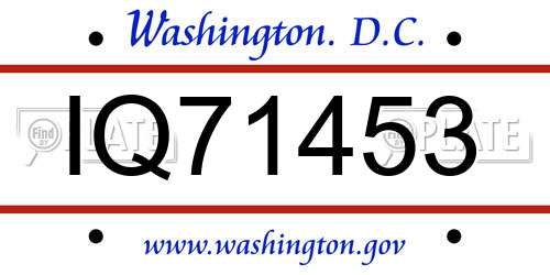 IQ71453 District Of Columbia License Plate