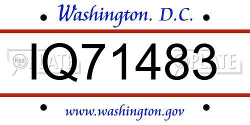 IQ71483 District Of Columbia License Plate