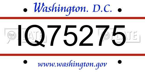 IQ75275 District Of Columbia License Plate