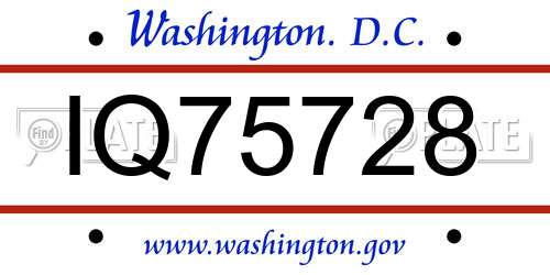 IQ75728 District Of Columbia License Plate