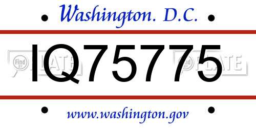 IQ75775 District Of Columbia License Plate