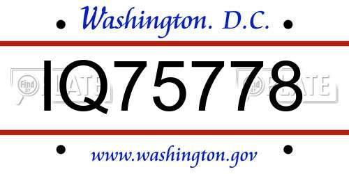 IQ75778 District Of Columbia License Plate