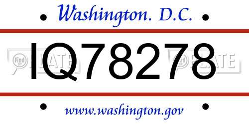IQ78278 District Of Columbia License Plate