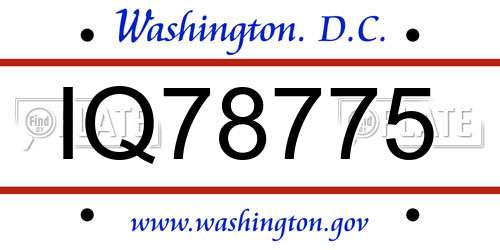 IQ78775 District Of Columbia License Plate