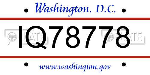 IQ78778 District Of Columbia License Plate