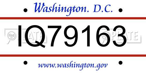 IQ79163 District Of Columbia License Plate
