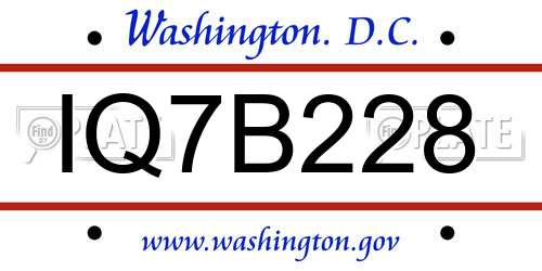 IQ7B228 District Of Columbia License Plate