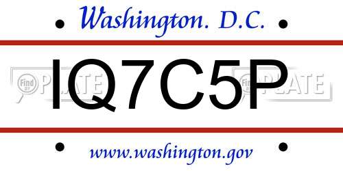 IQ7C5P District Of Columbia License Plate