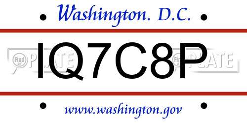 IQ7C8P District Of Columbia License Plate