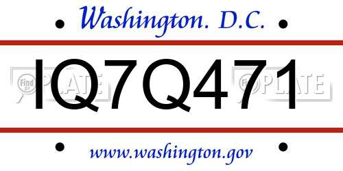 IQ7Q471 District Of Columbia License Plate