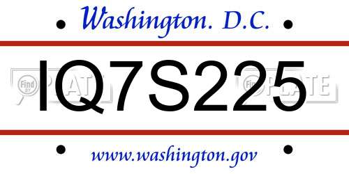 IQ7S225 District Of Columbia License Plate