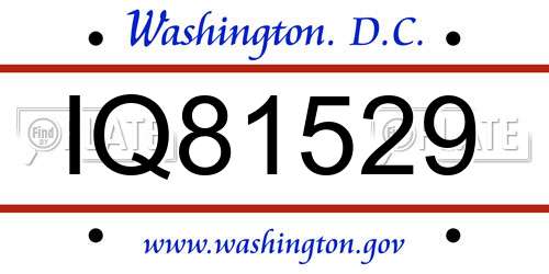 IQ81529 District Of Columbia License Plate