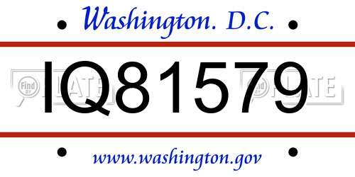 IQ81579 District Of Columbia License Plate