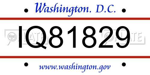IQ81829 District Of Columbia License Plate