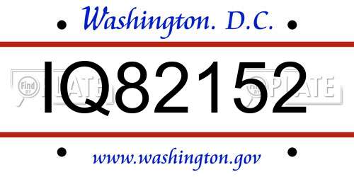 IQ82152 District Of Columbia License Plate