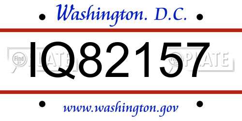 IQ82157 District Of Columbia License Plate