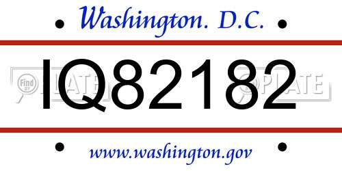 IQ82182 District Of Columbia License Plate