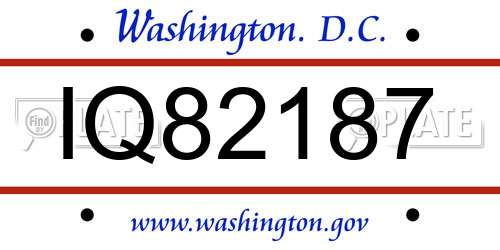 IQ82187 District Of Columbia License Plate