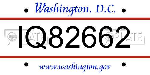 IQ82662 District Of Columbia License Plate