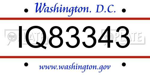IQ83343 District Of Columbia License Plate