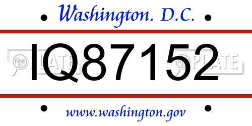 IQ87152 District Of Columbia License Plate